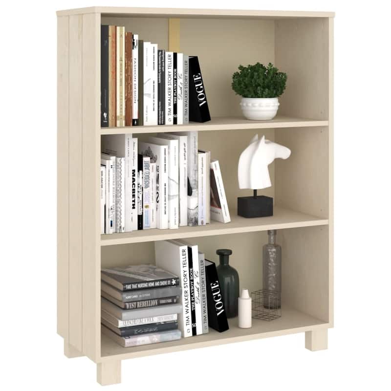 vidaXL Bookshelf Book Rack Bookcase Book Cabinet HAMAR White Solid Wood Pine - 33.5"x13.8"x13.8"