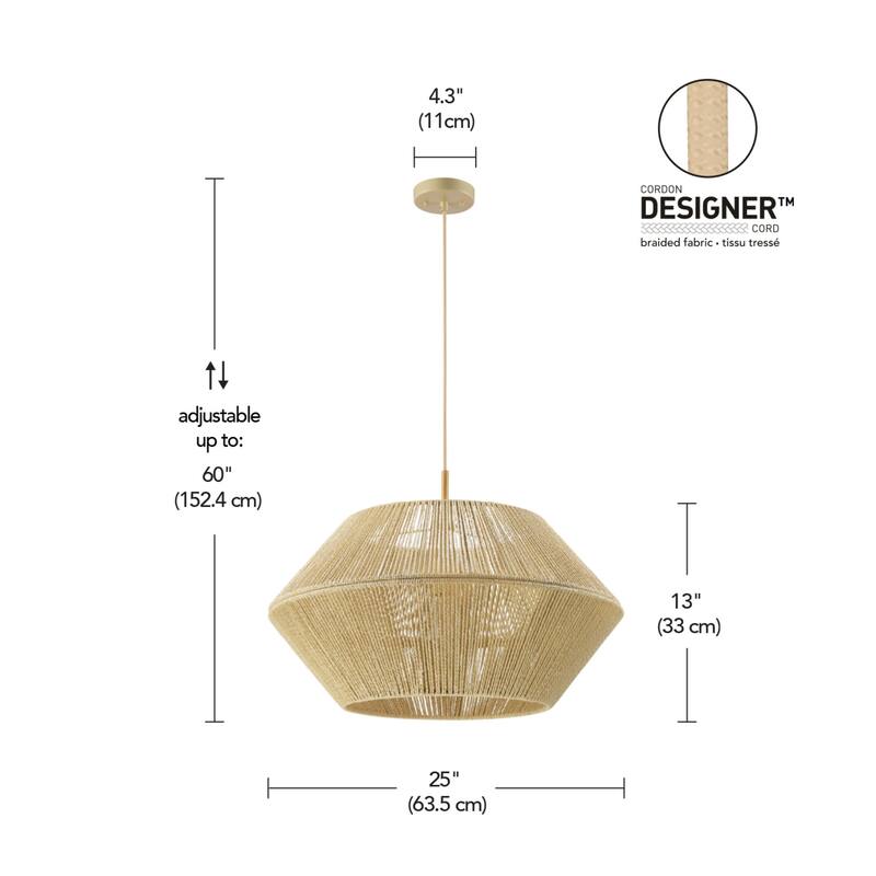 Globe Electric 65470 Terra 25" Wide Pendant with Paper Twine Shade