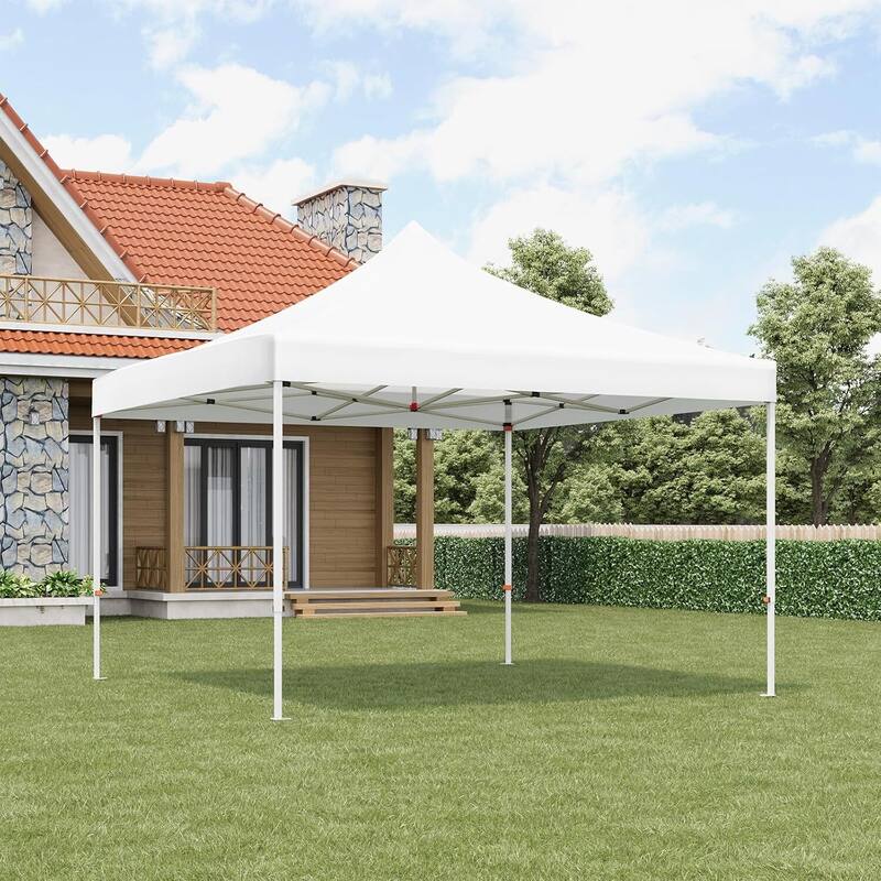 10 x 10 ft Pop Up Instant Canopy Tent, All Season Outdoor Sun Shade for Patio, Backyard, Bench, Garden - N/A - White