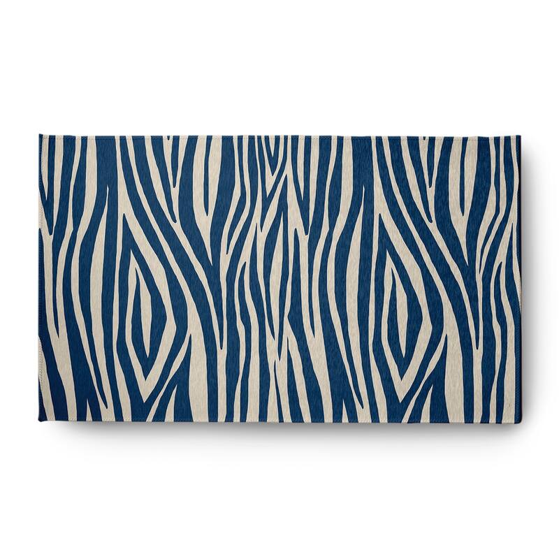 Wood Stripe Design Chenille Area Rug - 3' x 5' - Blue