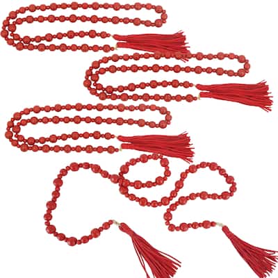 A&B Home Set of 4 64" Wood Bead Garlands