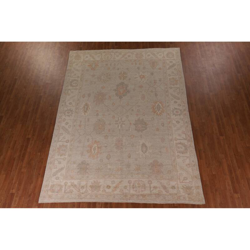 Vegetable Dye Oushak Area Rug Handmade Oriental Wool Carpet - 8'7" x 11'7"