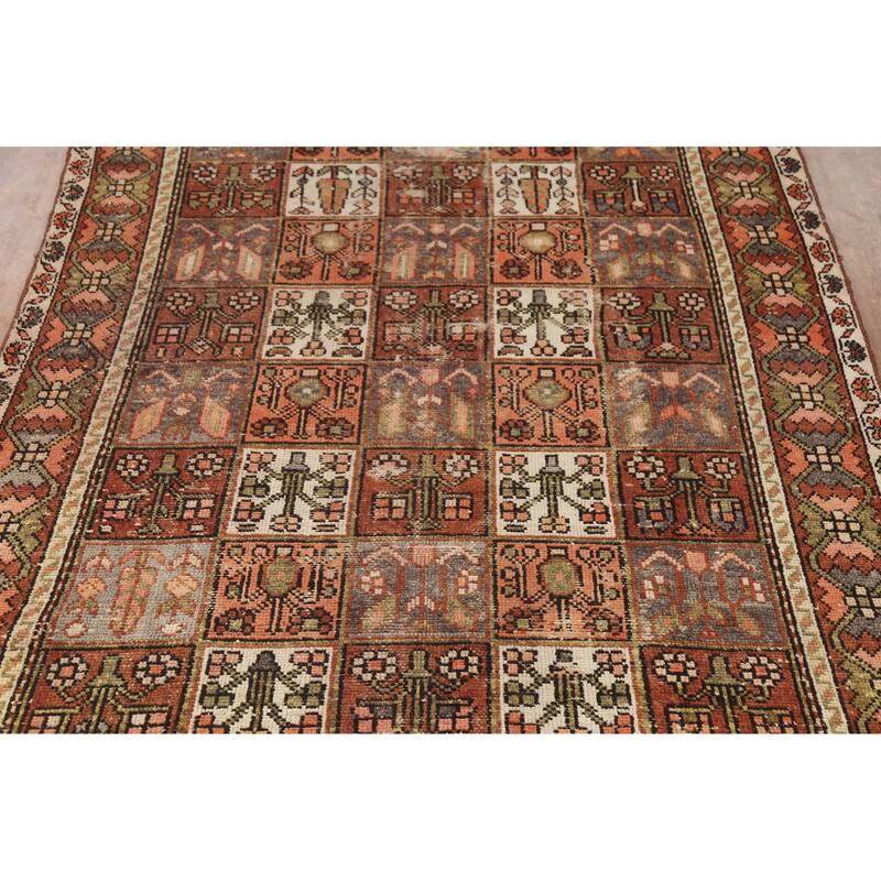 Hand Knotted Oriental 100% Wool Carpet Traditional Geometric Oranges & Rust Bakhtiari Area Rug - 9' 7'' X 6' 7''
