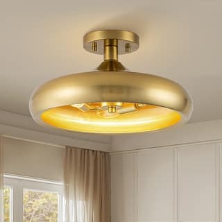 3-Light Industrial Antique Bronze Semi-Flush Mount Ceiling Light - Antique Bronze - 13.4-in W x 7.08-in H