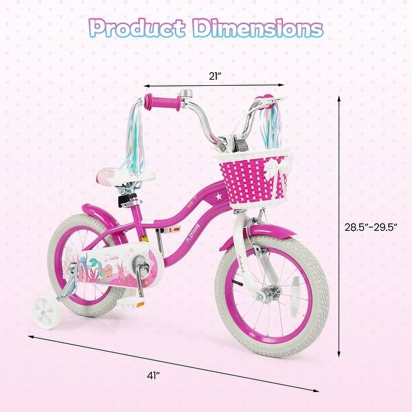 Gymax 14'' Kids Bike Toddler Bicycle w/ Training Wheels Hand & Coaster