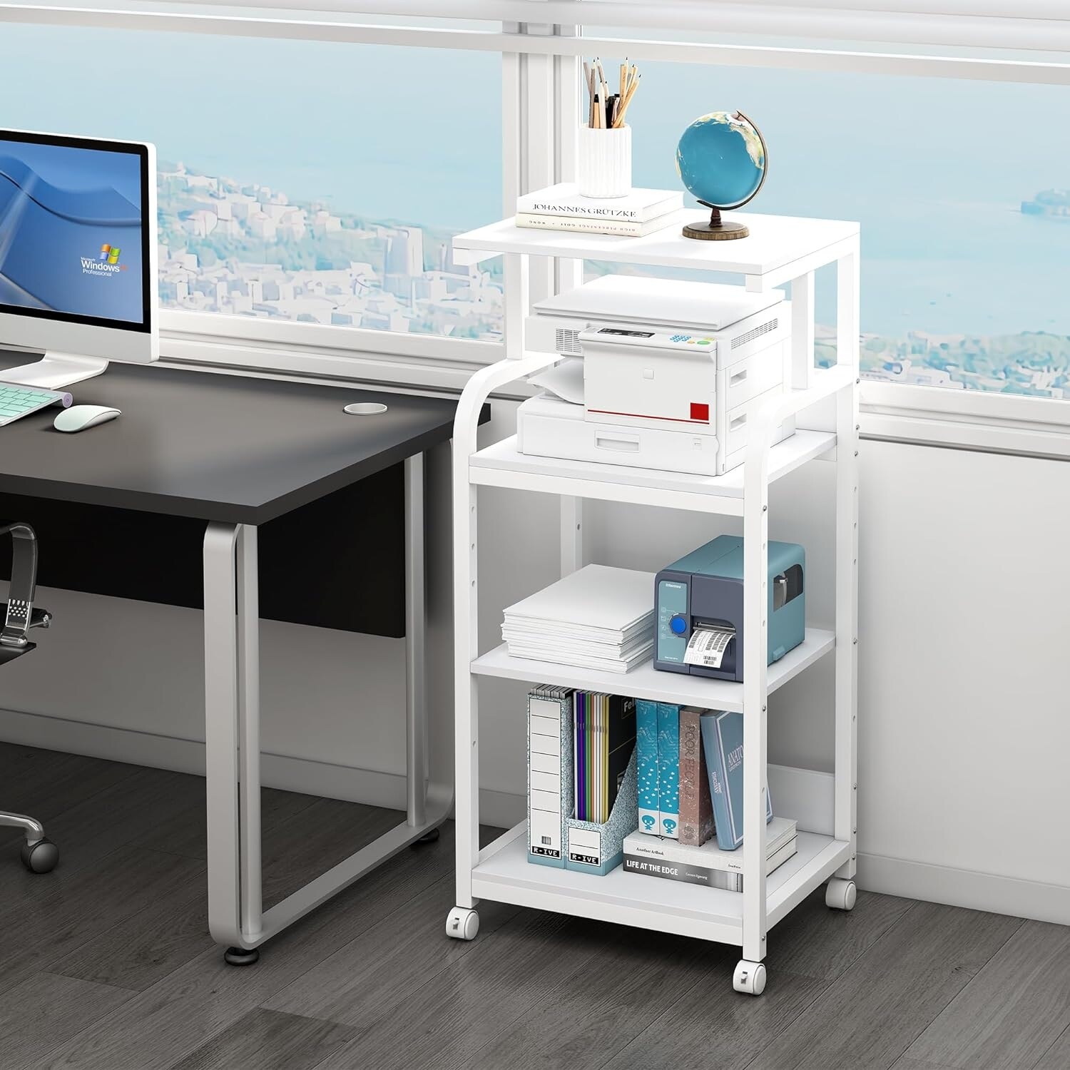 Printer Stand with Adjustable Shelf 4 Tier Large Tall Printer