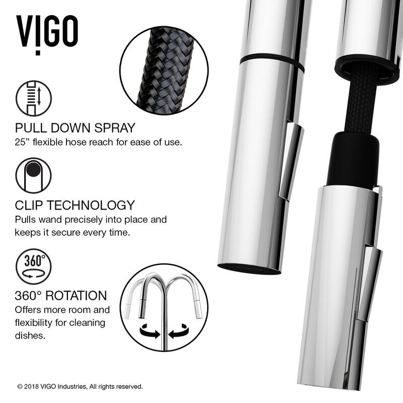 VIGO Greenwich 18" H Single Handle Pull-Down Sprayer Kitchen Faucet