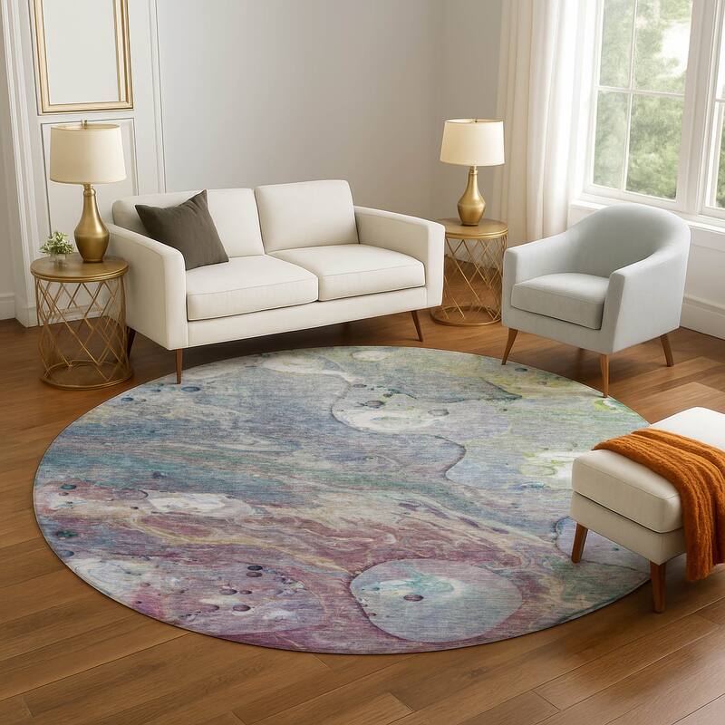 Premium Washable Super Soft Abstract Chic Mayfield Rug - Blue - 8' x 8'