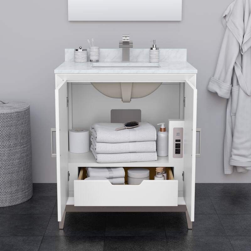 Marlena 30-Inch Single Vanity Set, Carrara Marble Top