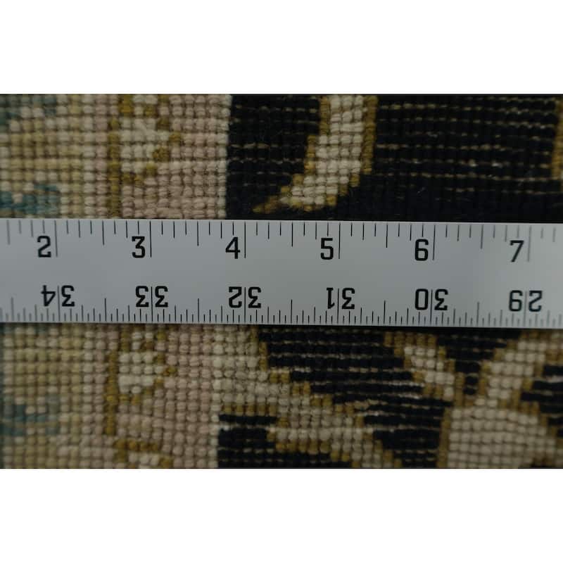 Hand Knotted Oriental 100% Wool Carpet Transitional Floral Navy Blue & Blues Oushak Area Rug - 12' 10'' X 9' 8''