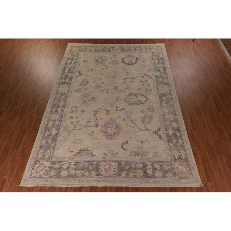 Vegetable Dye Oushak Turkish Large Area Rug Hand-Knotted Wool Carpet - 10'0" x 13'11"