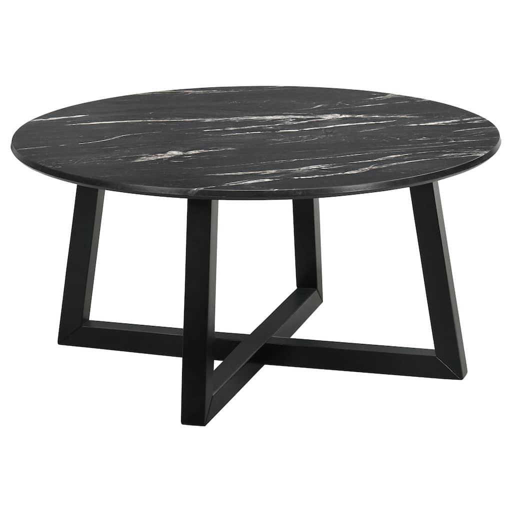 Skylark Round Marble-like Smart Top Coffee Table Black