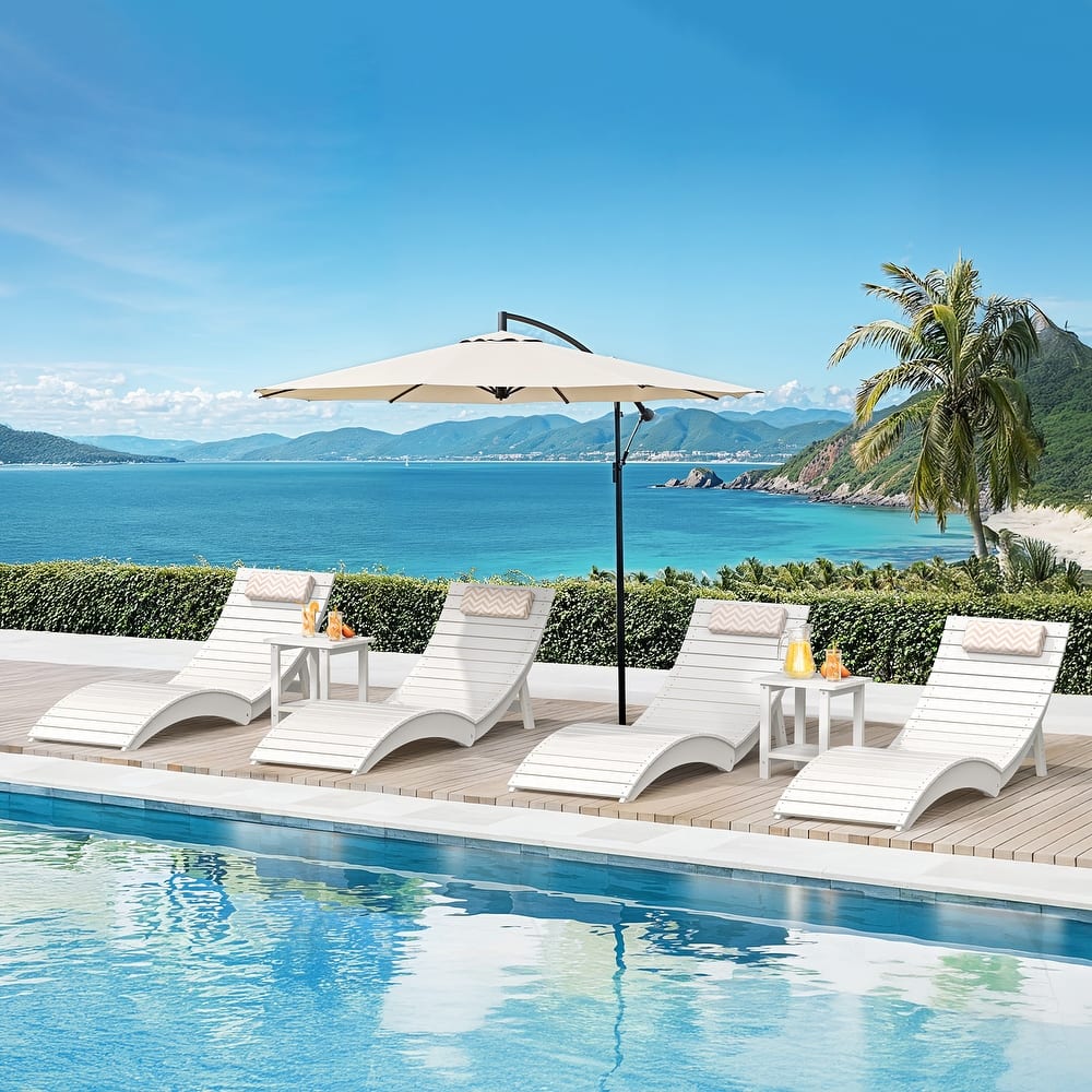 Set of 3 Weather-Resistant Folding Patio Pool Chaise Lounge Chairs