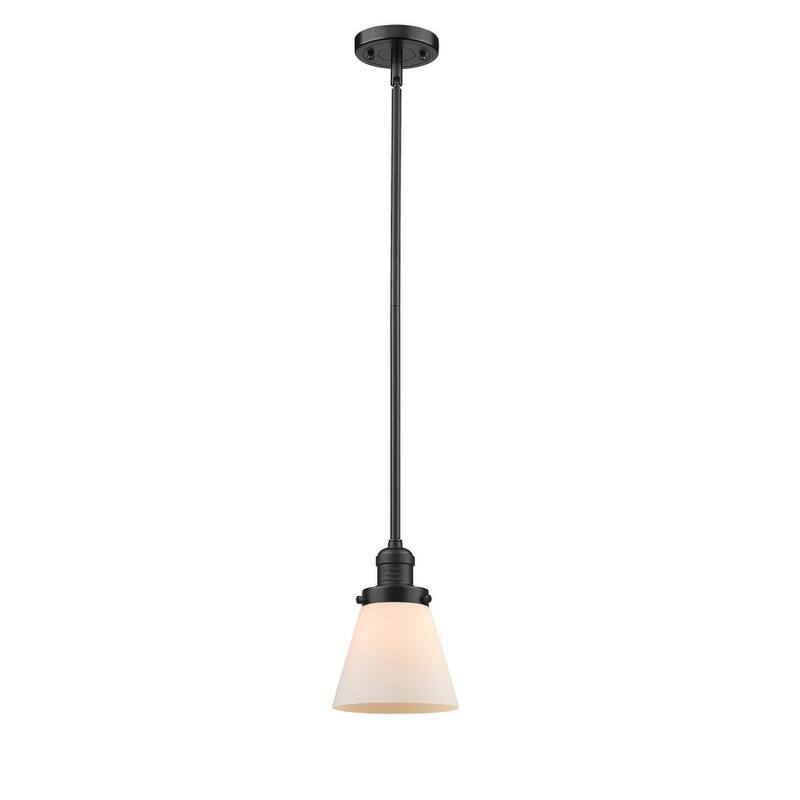 Innovations Lighting Small Cone Single Light 6" Wide Mini Pendant with - Oiled Rubbed Bronze / Matte White Cased