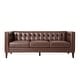 preview thumbnail 22 of 28, Pondway Faux Leather Tufted 3 Seater Sofa by Christopher Knight Home Dark Brown