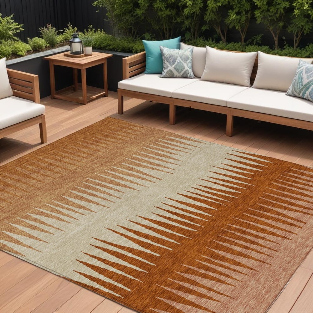 HomeRoots Striped Transitional Rectangle Outdoor Rug