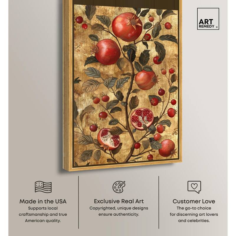 Golden Pomegranate Canvas by Art Remedy