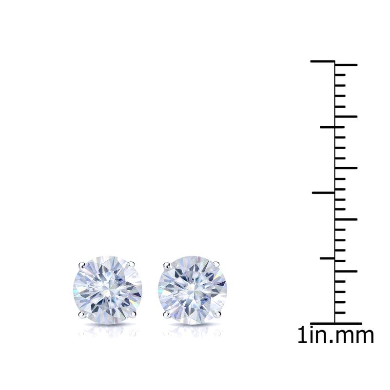 Auriya 18k Gold 2ctw Round Moissanite Stud Earrings - 6.5 mm, Push-Backs