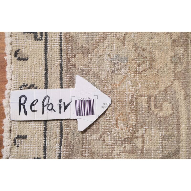 Hand Knotted Oriental 100% Wool Carpet Traditional Floral Beige & Ivories Tabriz Area Rug - 10' 11'' X 8' 1''