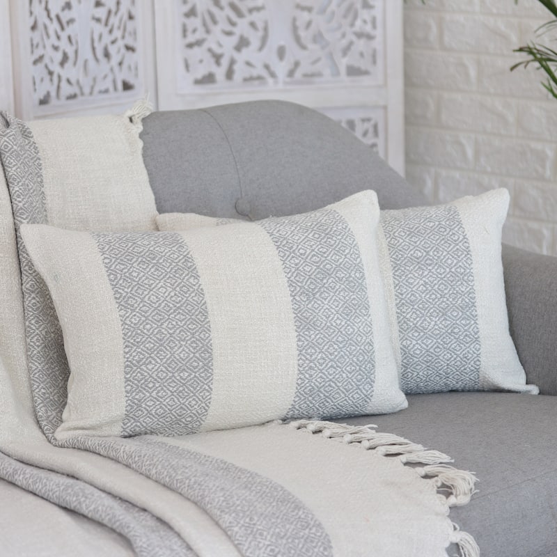 Novica Handmade Diamond Elegance In Grey Cotton Cushion Covers (Pair)
