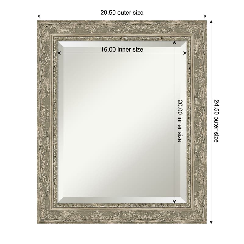 Filigree Beveled Framed Wall Mirror - 21 x 25 in - Filigree Silver