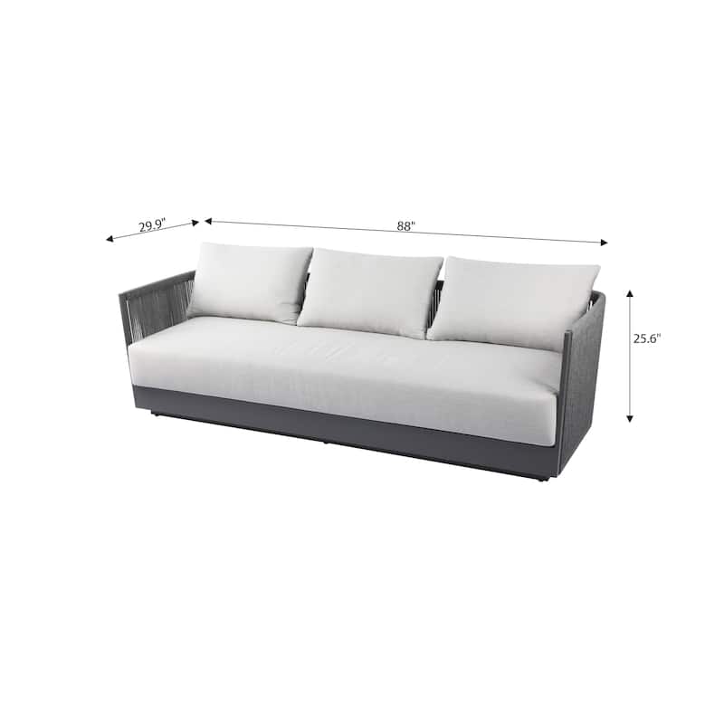 Elementi Capri Outdoor Aluminum 3-Seat Sofa with Sunbrella® Cushions