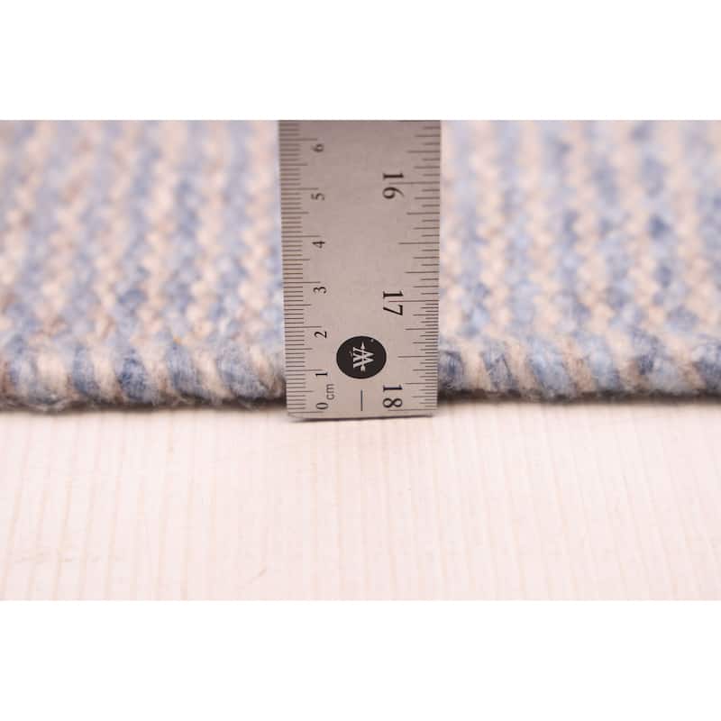 ECARPETGALLERY Flat-Weave Nevada Light Denim Blue Wool Kilim - 5'2 x 7'9