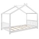 preview thumbnail 5 of 8, Twin Size House Platform Bed with Roof Design, Pine Wood Frame, Open Concept with Headboard & Footboard for Kids Room, White