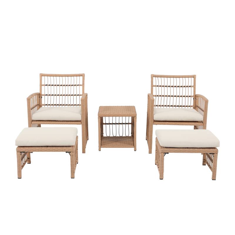 Outdoor 5-Piece Rattan Conversation Set with Cushion