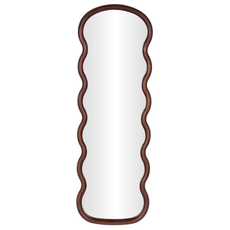 Wood Abstract Handmade Wavy Wall Mirror - Dark Brown - Roche River Decor - Dark Brown