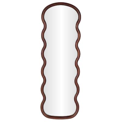 Wood Abstract Handmade Wavy Wall Mirror - Dark Brown - Roche River Decor