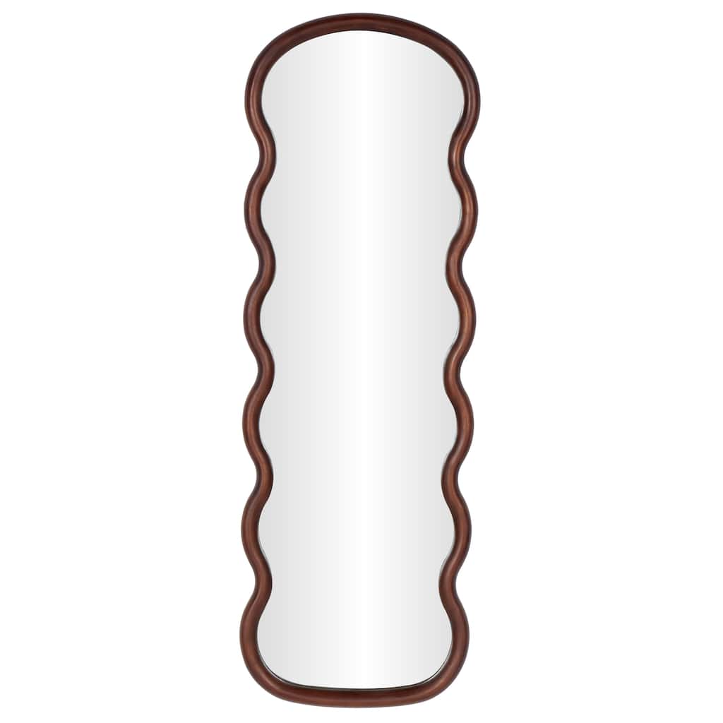 Wood Abstract Handmade Wavy Wall Mirror - Dark Brown - Roche River Decor