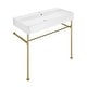 preview thumbnail 65 of 68, Claire Ceramic Console Sink White Basin Gold Legs