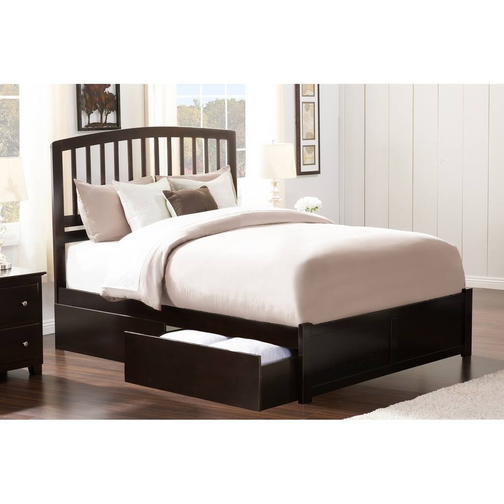 Richmond Queen Platform Bed with Footboard and 2 Drawers in Espresso