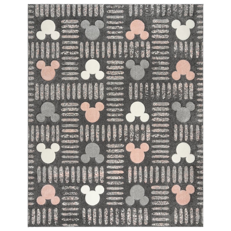 Licensed Disney Bravo Encore Mickey Mouse Modern Geometric Polypropylene Indoor Area Rug Collection - 5' 3" x 7' - Mickey Tile Grey - Rectangle