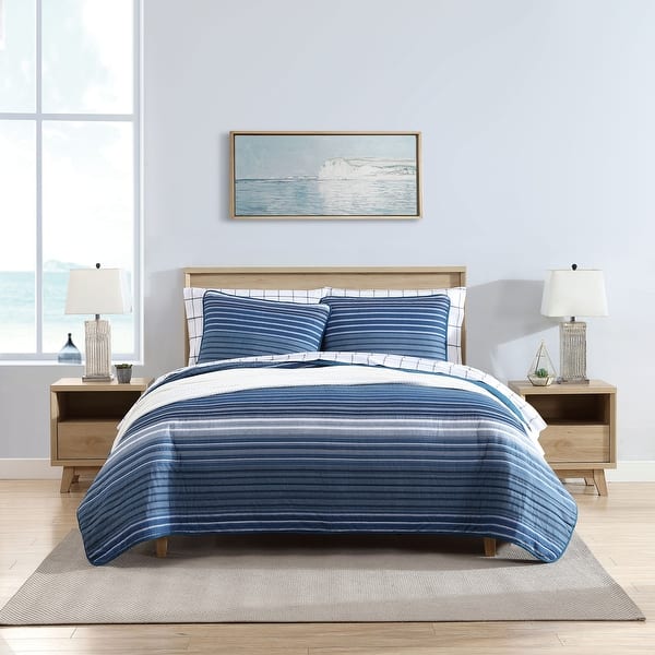 Nautica Coveside Cotton Reversible Blue Quilt Set On Sale Bed Bath