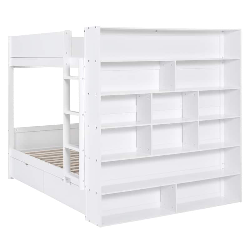 Merax Full/Twin Bunk Bed With 2 Drawers and Multi-layer Cabinet