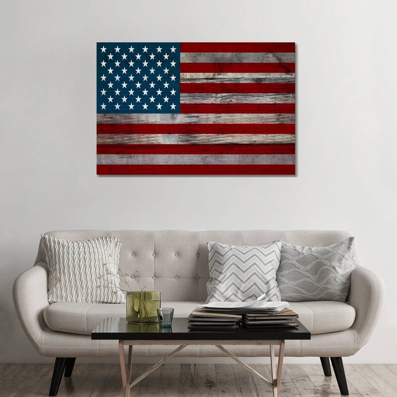 iCanvas "USA Flag on Wood Boards (U.S. Constitution Background) I" by iCanvas Canvas Print - 32x48x1.5