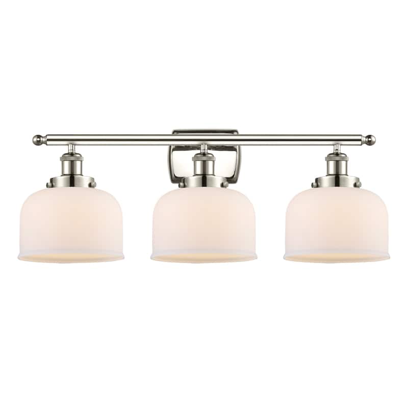 Innovations Lighting 916-3W-13-28 Bell Vanity Bell 3 Light 28" Wide - Polished Nickel / Matte White