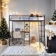 preview thumbnail 2 of 28, Modern Twin Size Metal Loft Bed and Built-in Desk and Shelves, Sturdy Construction & Safety Guaranteed, Maximized Space, Black
