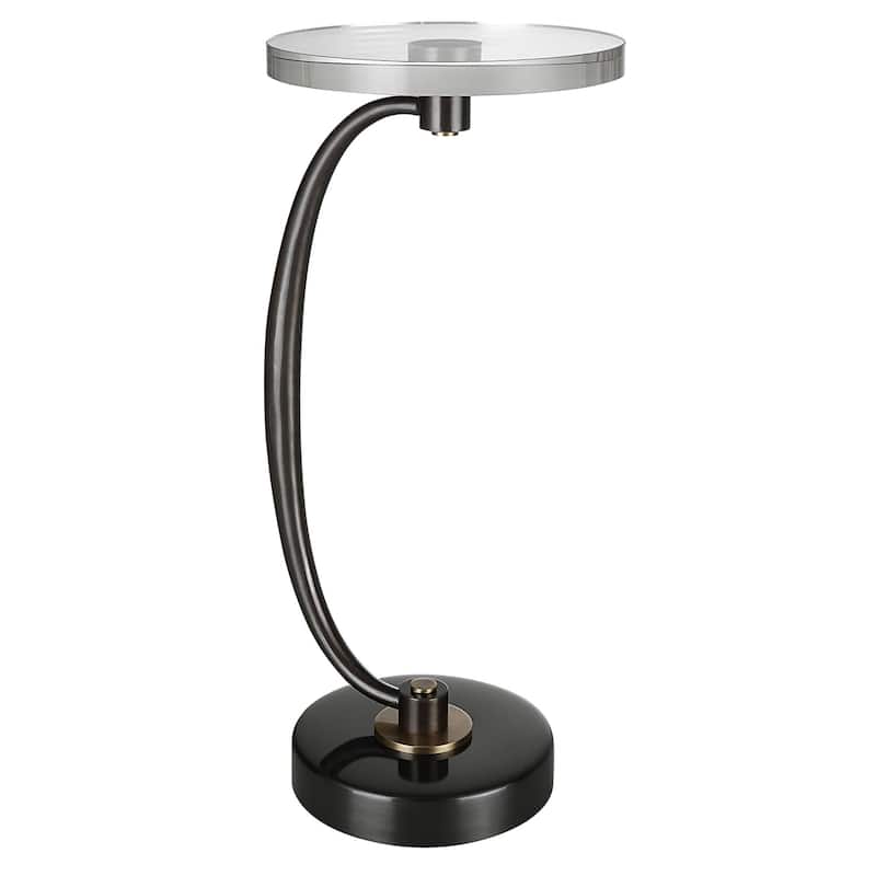 26.5" Brown Sleek Curved Drink Table