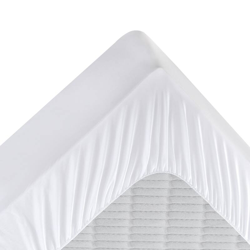 Quilted Down Alternative Mattress Pad with Cotton Cover Fit 18 Inches - White