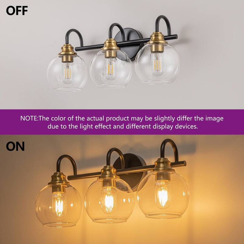 Starsky 3-Lights 20in. Dimmable Bathroom Vanity Light with Glass Globe Shade