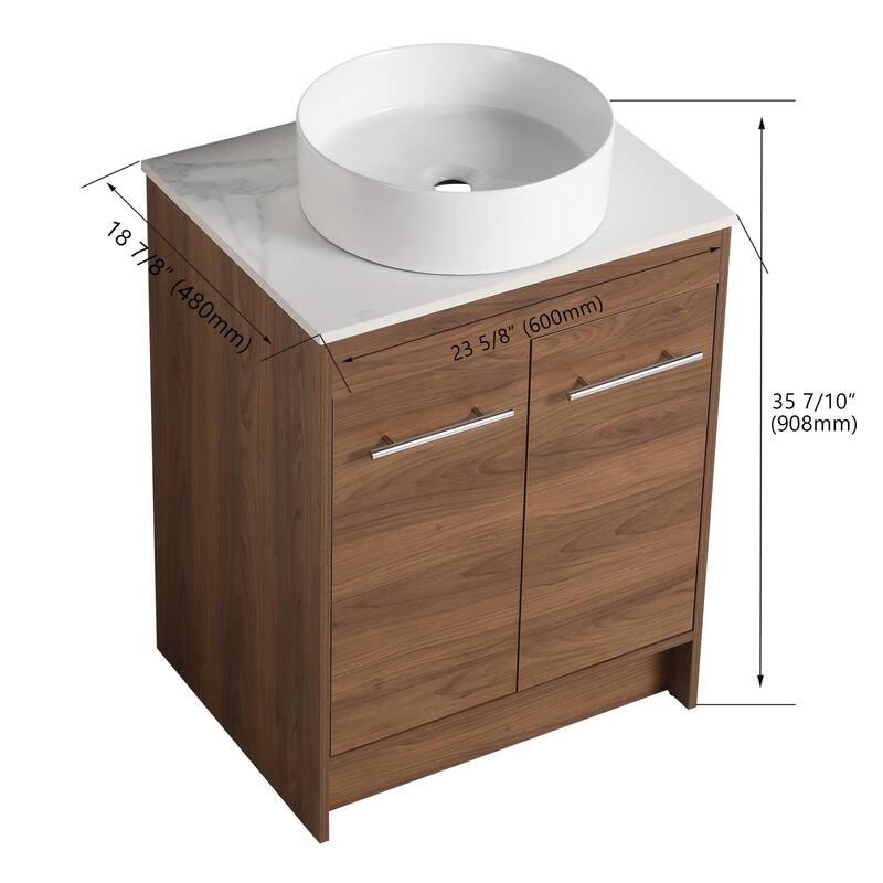 ARTCHIRLY 24/36/48/60 Inch Bathroom Vanity with Sink, Freestanding Bathroom Vanity with Soft Close Door and Shelf