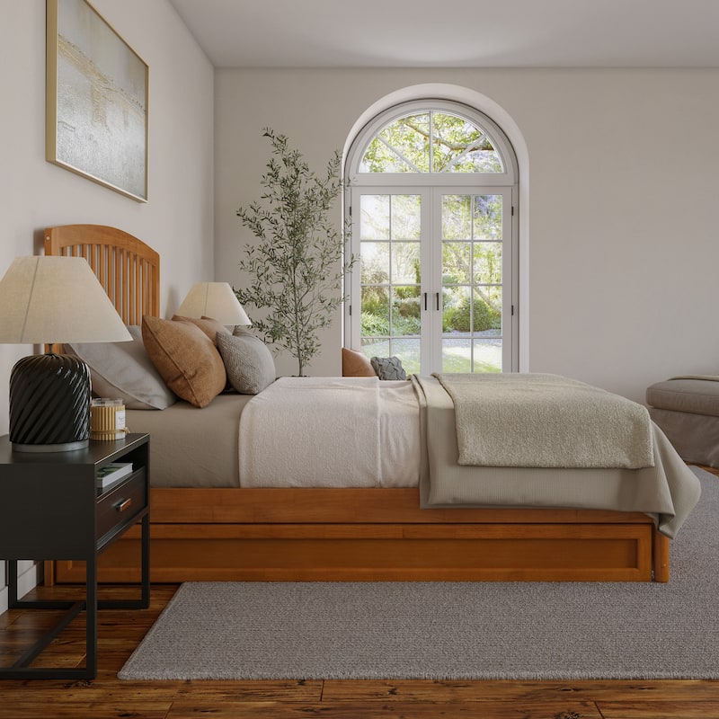 Lucia Platform Bed with Panel Footboard and Twin XL Trundle