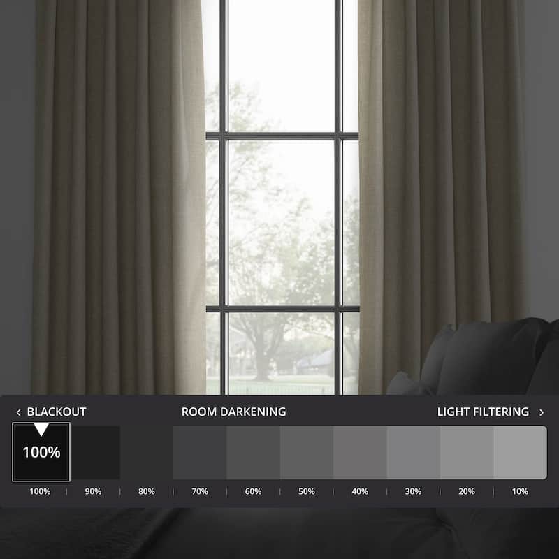 Exclusive Fabrics Solid Performance Linen French Pleated Thermal Blackout Curtains for Bedroom & Living Room Curtains (1 Panel)