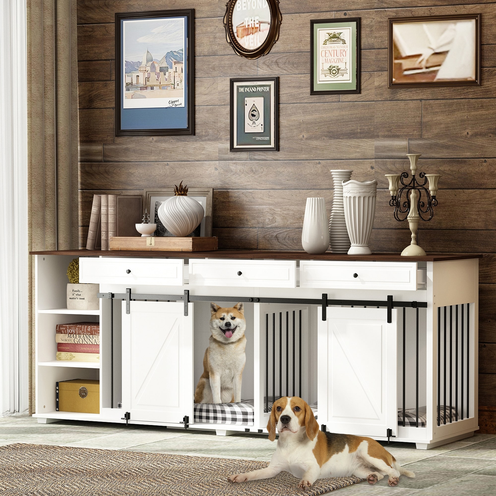 86.6undefined Large Dog Crate Furniture Style Dog Crate Kennel Console Table Bed Bath Beyond 38211202