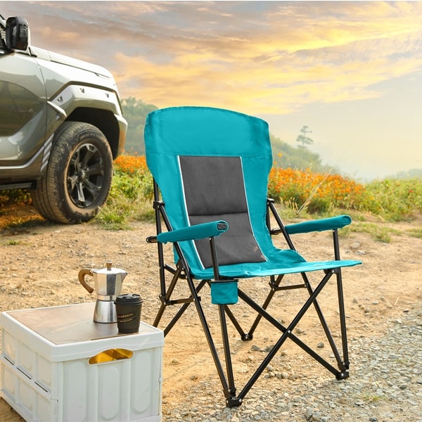 High-Back Heavy-Duty Lawn Chair Supports 250 Lbs, Portable