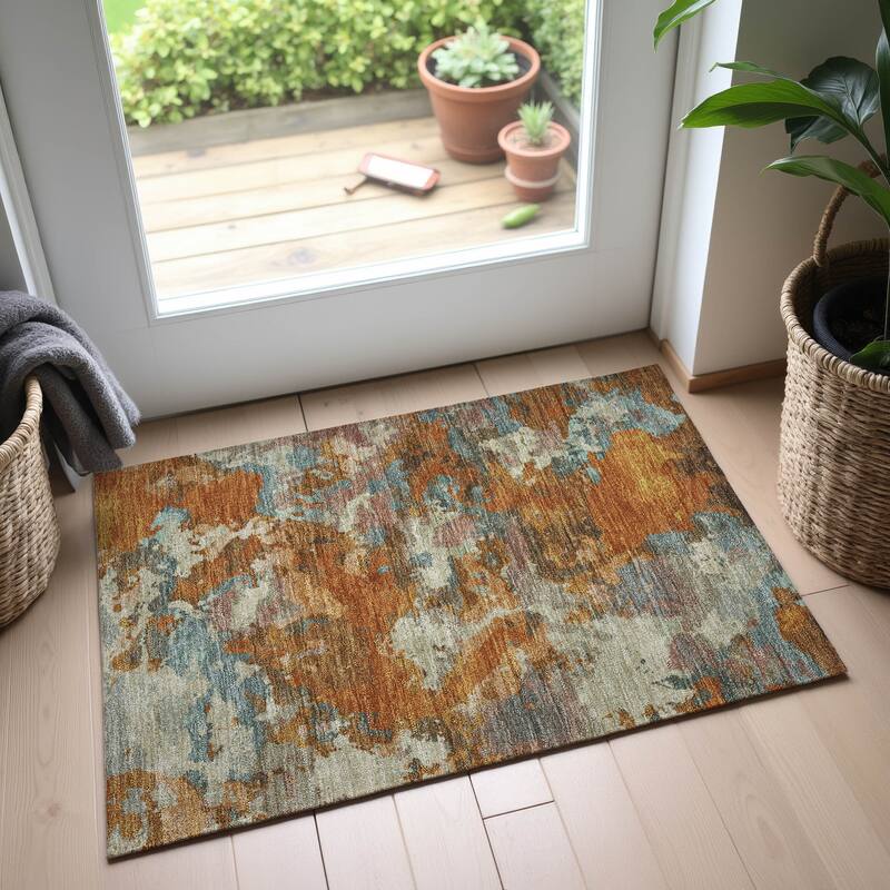 Premium Washable Super Soft Abstract Chic Mayfield Rug - Copper - 1'8" x 2'6"