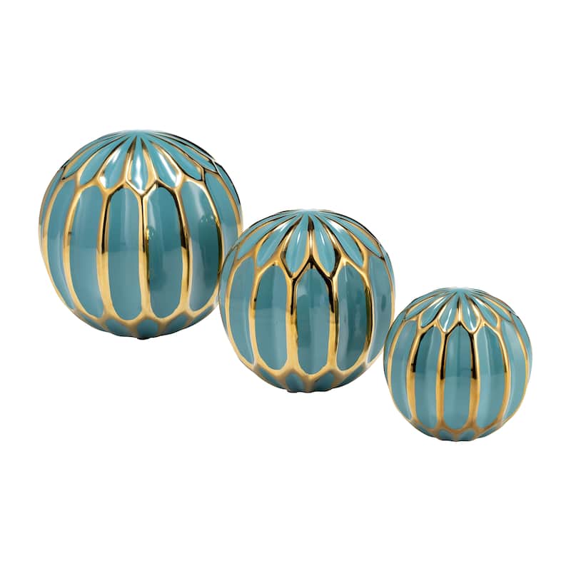 Accented Abstract Modern Coastal Decorative Orbs Set of 3
